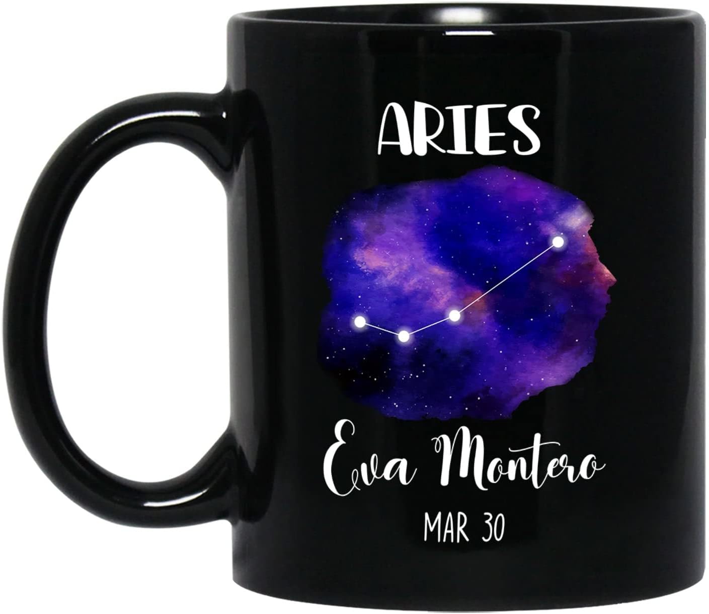 Personalized Constellation Zodiac Black Coffee Mug Gift, Gemini Aries Taurus Cancer Leo Virgo Libra Scorpio Sagittarius Capricorn Aquarius Pisces Coffee Cup 11 15 Oz, Custom Name & Date Horoscope Mug