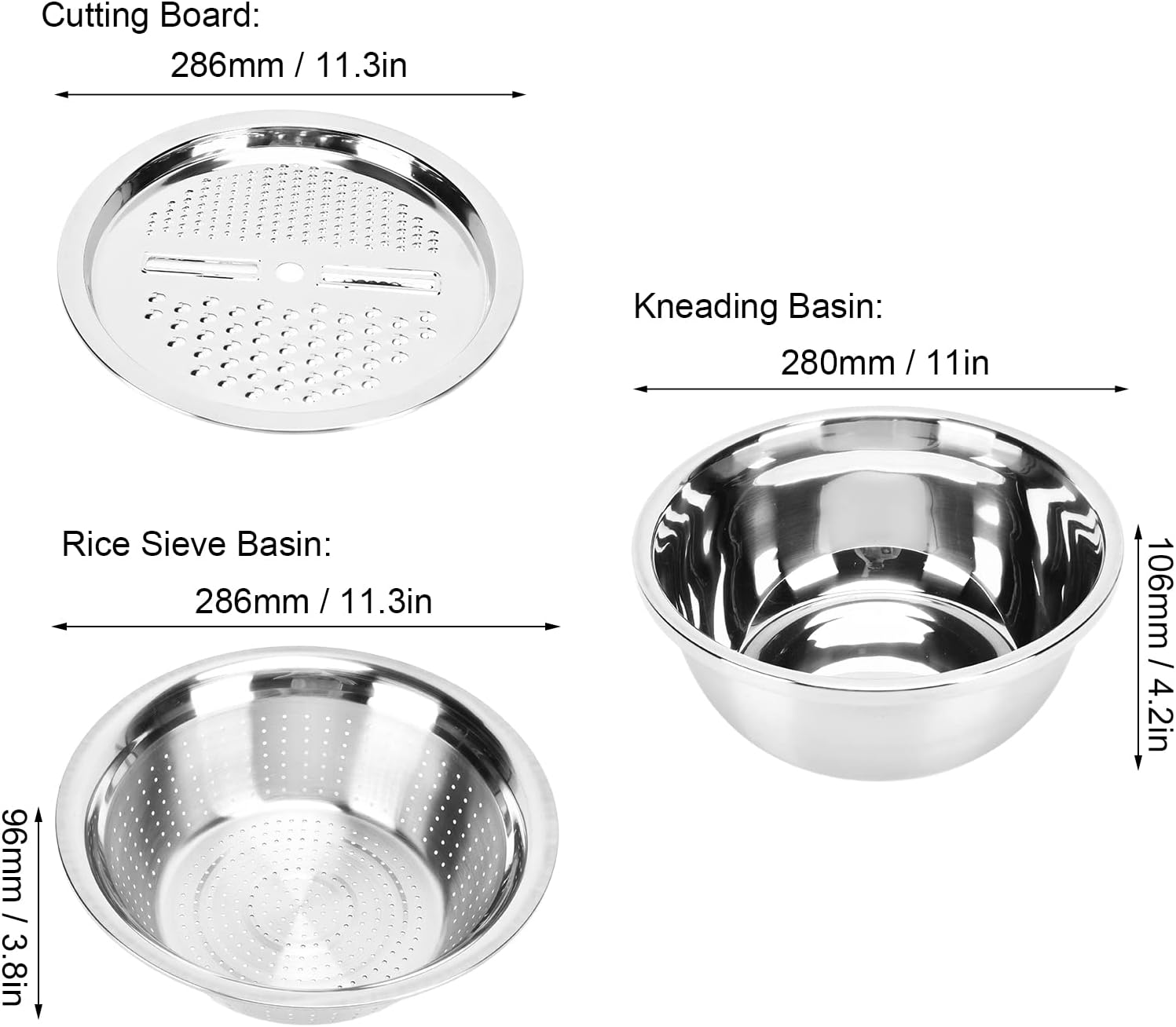 FLEXMAN Stainless Steel Basin, 3 in 1 Multifunctional Collapsible Salad Spinner, Vegetable and Fruit Cut Kneading Basin, Rice Rinser for Mixing Cold Salads, Noodles