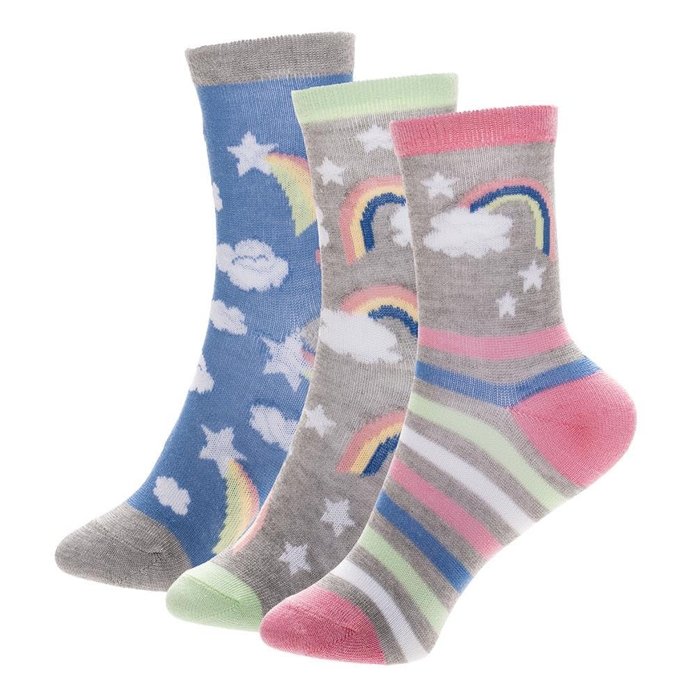 A2Z 4 Kids Girls Bamboo Socks 3 Pack - Socks AZ1409 Rainbow 3 Pack 7-10