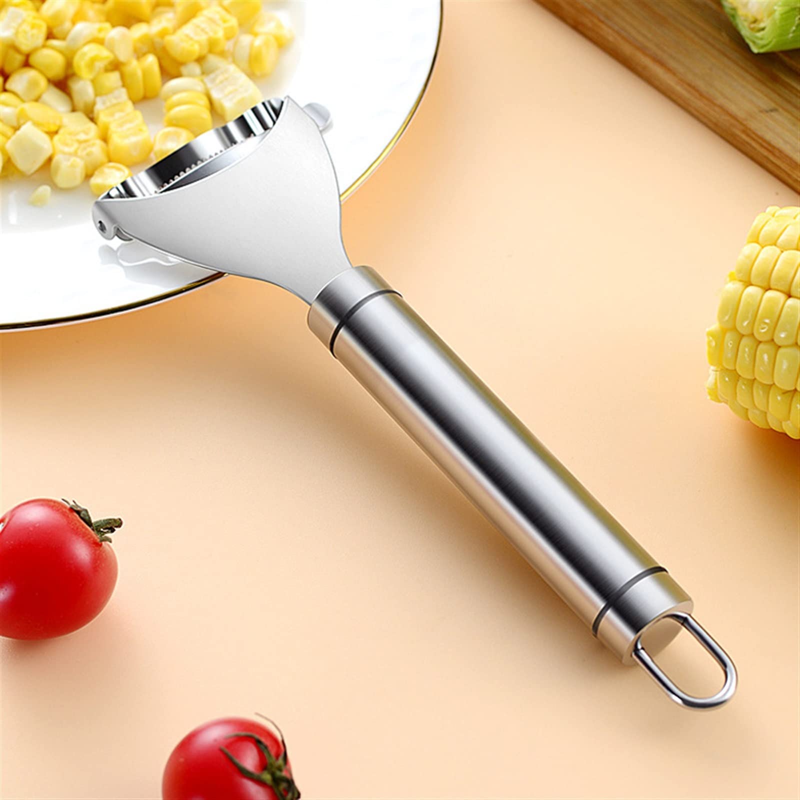 Pelapatate Per Mais In Acciaio Inox 2 Pezzi – Sgranatore Per Pannocchie Con Meccanismo A Pressione, Manico Ergonomico 26 Cm, Utensile Da Cucina Per Barbecue E Insalate - 2