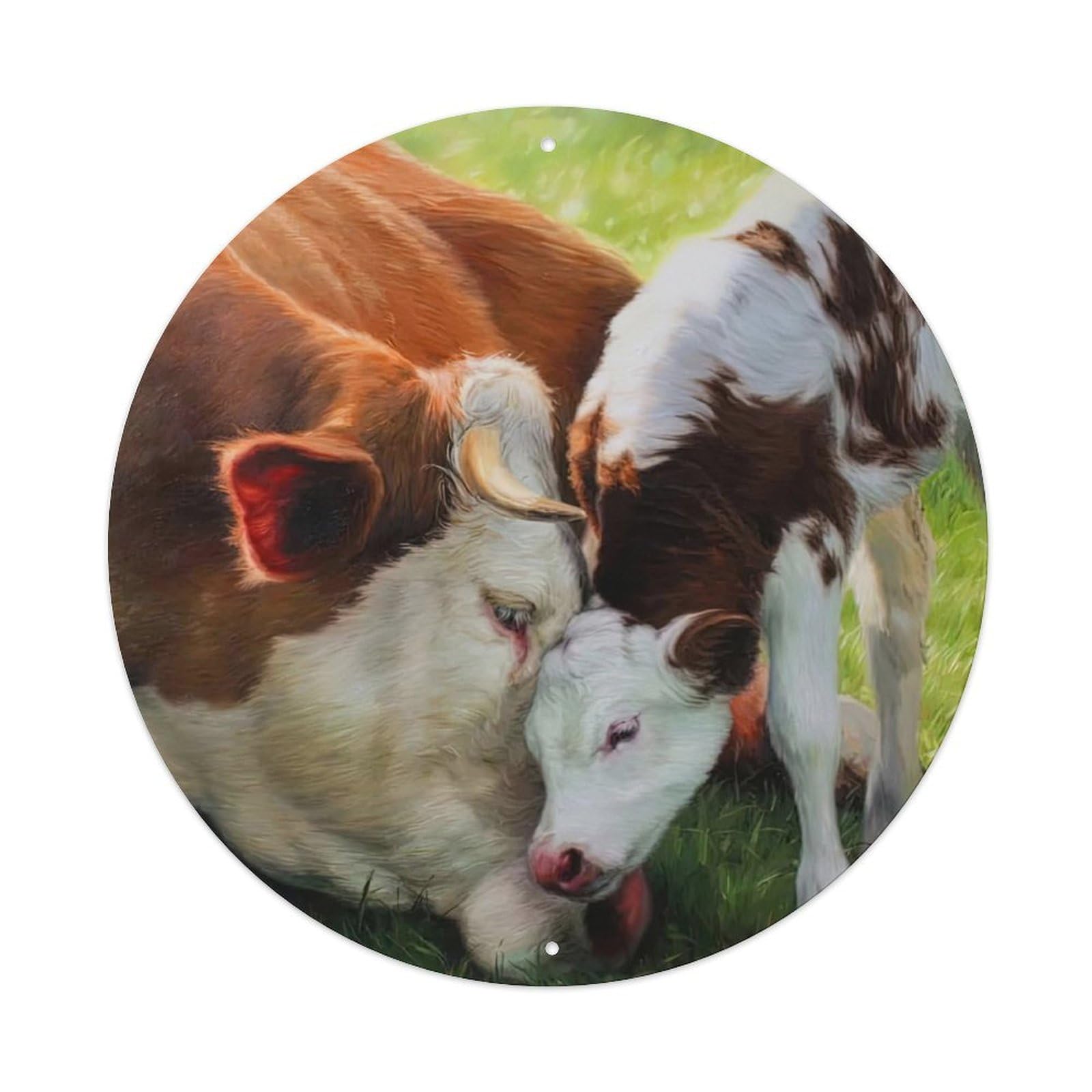 Serenity Healing Animals Poster Holstein Cow Metal Tin Sign