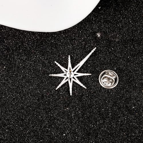 Image of Creative Octagram Star Brooch Pin Eight Awn Star Snowflake Zircon Badge Pins for Clothes Hats Elegant Suit Lapel Pin Shirt Collar Pin Jewelry Gifts for Women Men