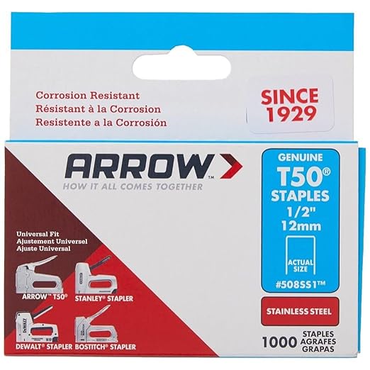 Arrow Fastener 508SS1 Genuine T50 1/2-Inch Stainless Staples, 1, by Arrow Fastener