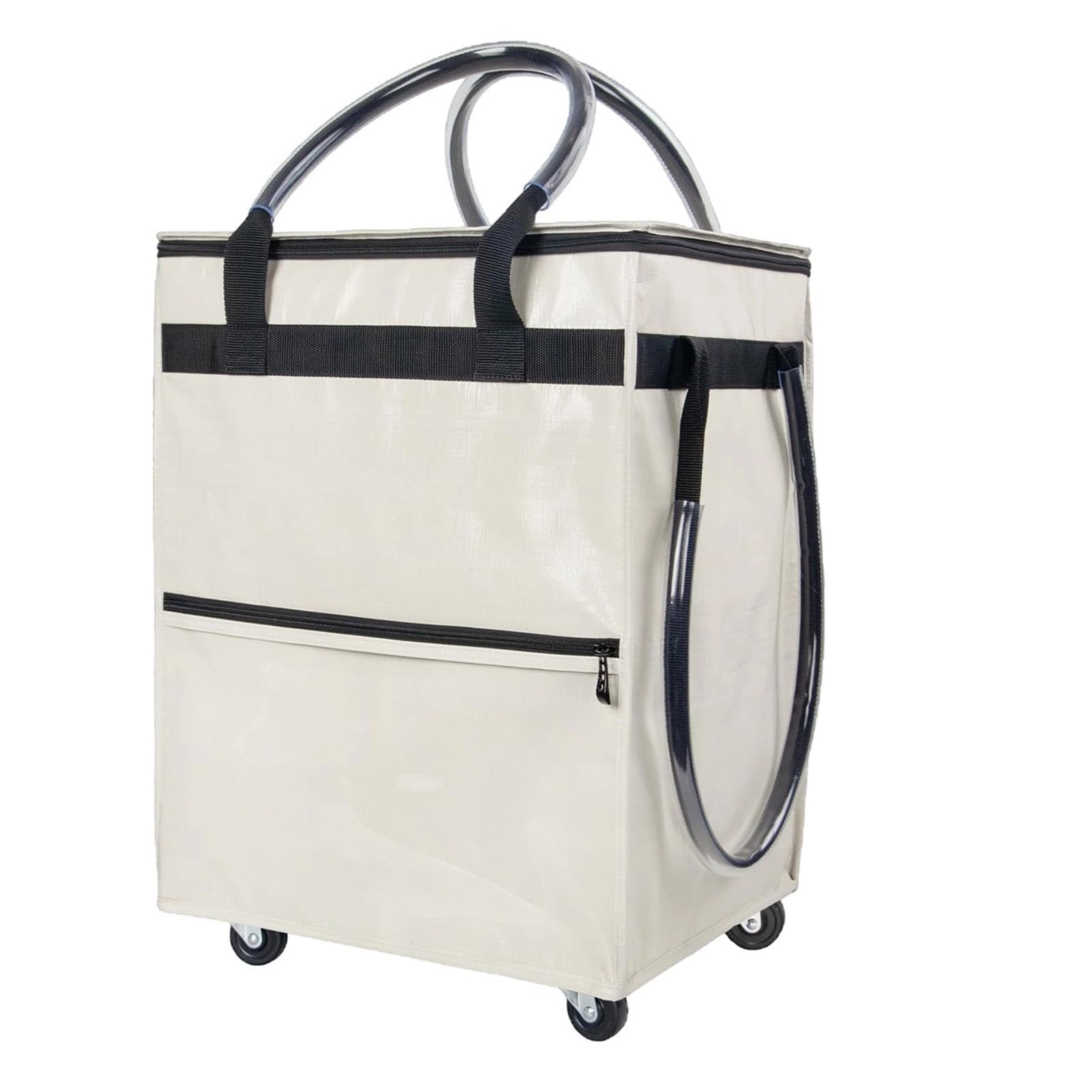 Asixxsix Torba na Zakupy z Kółkami, Wodoodporna Poliestrowa Torba na Kółkach o Dużej Pojemności, Wózek Zakupy z Wielofunkcyjnym Uchwytem do Przenoszenia Travel Camping Gym (WHITE)