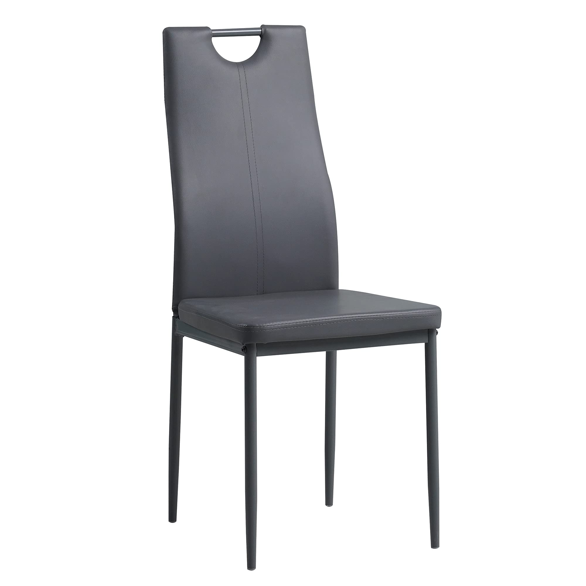 ALBATROS Esszimmerstühle 4er Set Salerno, Grau - Edles Italienisches Design, Kunstleder-Bezug, bequemer Polsterstuhl - Moderner Küchenstuhl, Stuhl Esszimmer oder Esstisch Stuhl