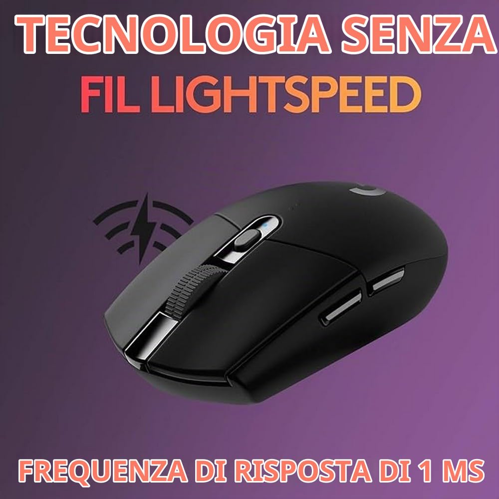 Logitech G305 LIGHTSPEED Mouse Gaming Wireless, Sensore 12K HERO, 12.000 DPI, Design Leggero & G240 Gaming Mouse Pad in tessuto, Ottimizzato per i Sensori da Gioco, Attrito Moderato