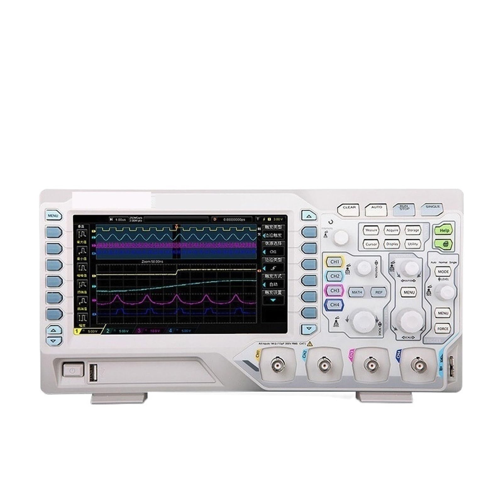 Osciloscopio digital de pantalla de 7 "50 MHz 4 canales analógicos Tasa de muestreo 1GSa/s 24 Mpts Profundidad de memoria Almacenamiento de forma de onda Reproducción Identificación rápida