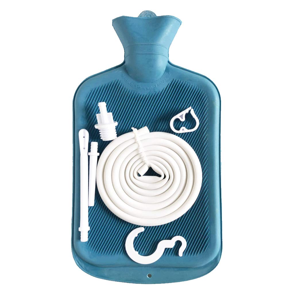 Best Colon Cleanse - Bolsa para enema (2 cuartos de galón), botella de agua caliente, café, ducha, ducha y enema para el hogar, kit de limpieza de colon azul