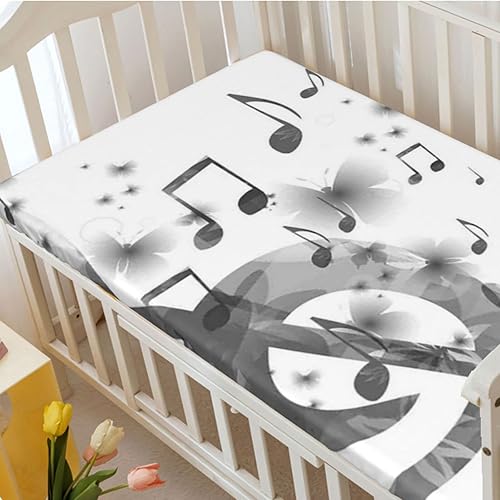 Miniatura 3 de Sábana bajera ajustable para cuna con temática musical, sábana bajera estándar para cuna para niños pequeños, ideal para habitación de niños o niñas
