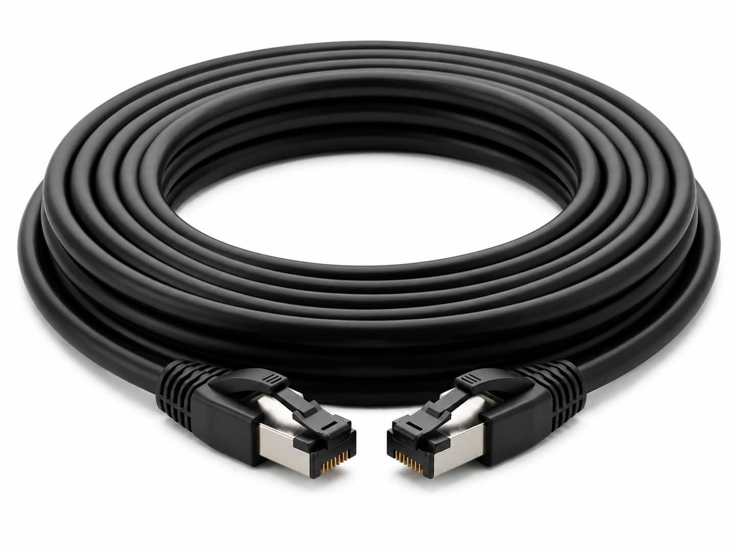 CAT 8.1 kabel sieciowy 2 m czarny - 10 sztuk, kabel krosowy RJ45 LAN, 40 Gbit/s, 2000 MHz, F/FTP PiMF, LSZH, High Speed Gigabit Ethernet