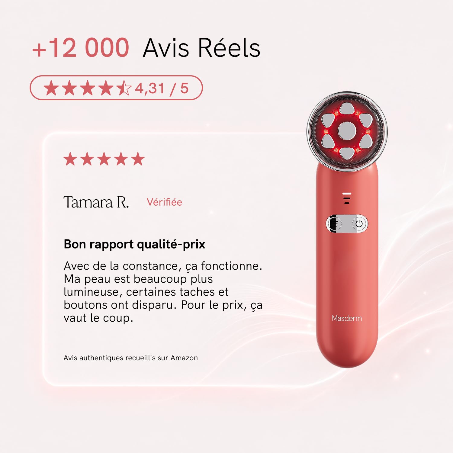 MASDERM Appareil de massage facial électrique 7 en 1 pour visage et corps Hifu - Haute fréquence esthétique - Indiba - Traitement
