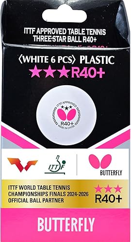Miniatura 3 de Butterfly R40+ Pelotas de tenis de mesa, pelota de ping pong blanca de 1.575 pulgadas, pelota de tenis de mesa profesional certificada por la ITTF,