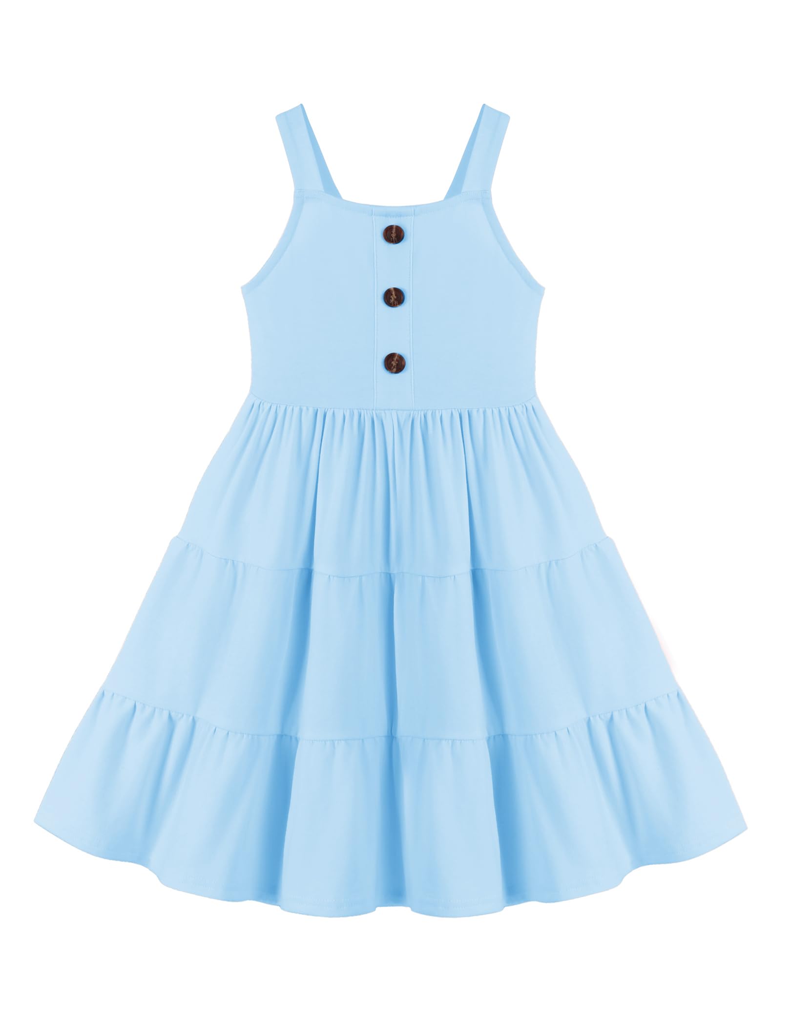 Arshiner Toddler Girl Summer Dresses Casual Sleeveless Button Down Swing Flowy Tiered Midi Sundress with Pockets