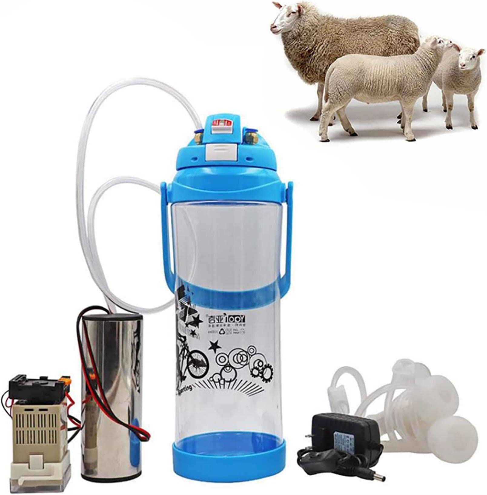 sjdoPulse Electric Milking Machine, Electric Pulsating Goat Milking Machine, Portable Electric Milker Machine With 2 Teat Cups, 3L Electric Milking Machine For Cow Goat Sheep Livestock