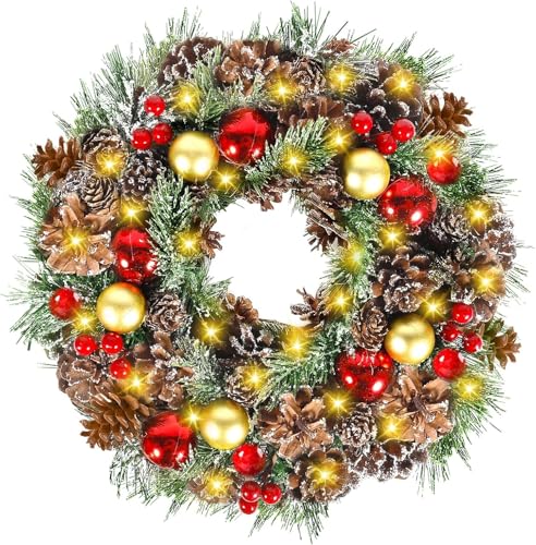 Weihnachtskranz 30 cm, LED Weihnachtskranz, Adventskranz, Türkranz...