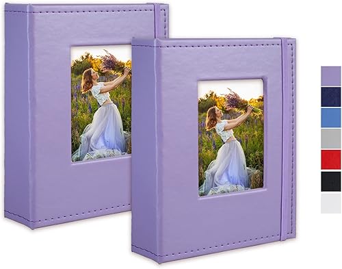 Cherrich Álbum de fotos pequeño de 4 x 6 pulgadas, paquete de 2 libros de fotos de cuero, cada mini álbum de 26 páginas tiene capacidad para 52
