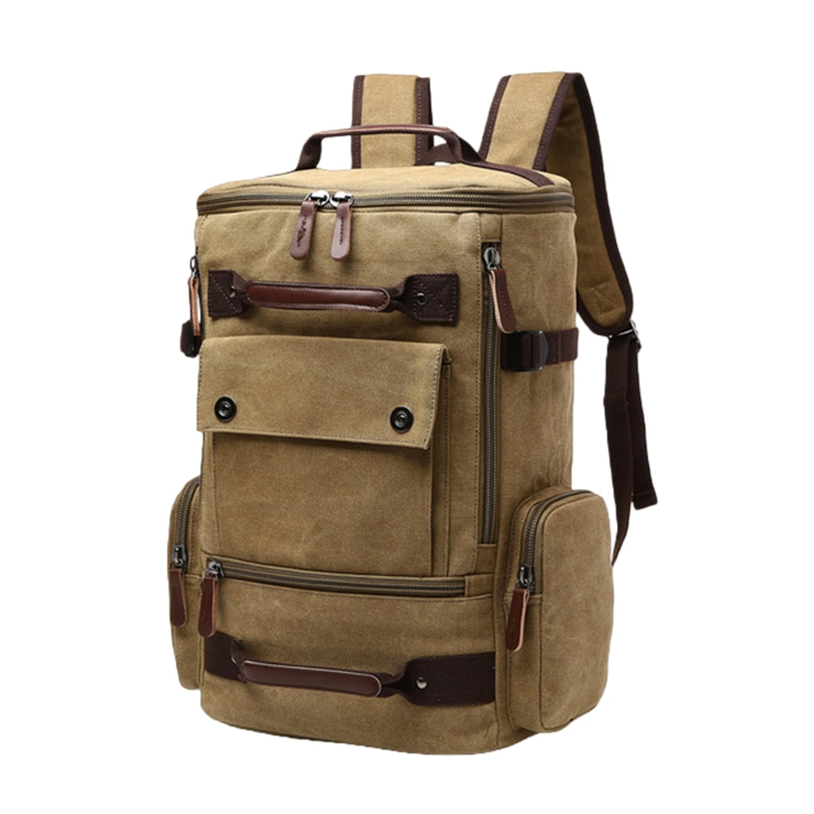 Gyios backpack Vintage Canvas Laptop Backpack, Large Capacity Multifunctional Rucksack For School, Travel And Daily Use-khaki