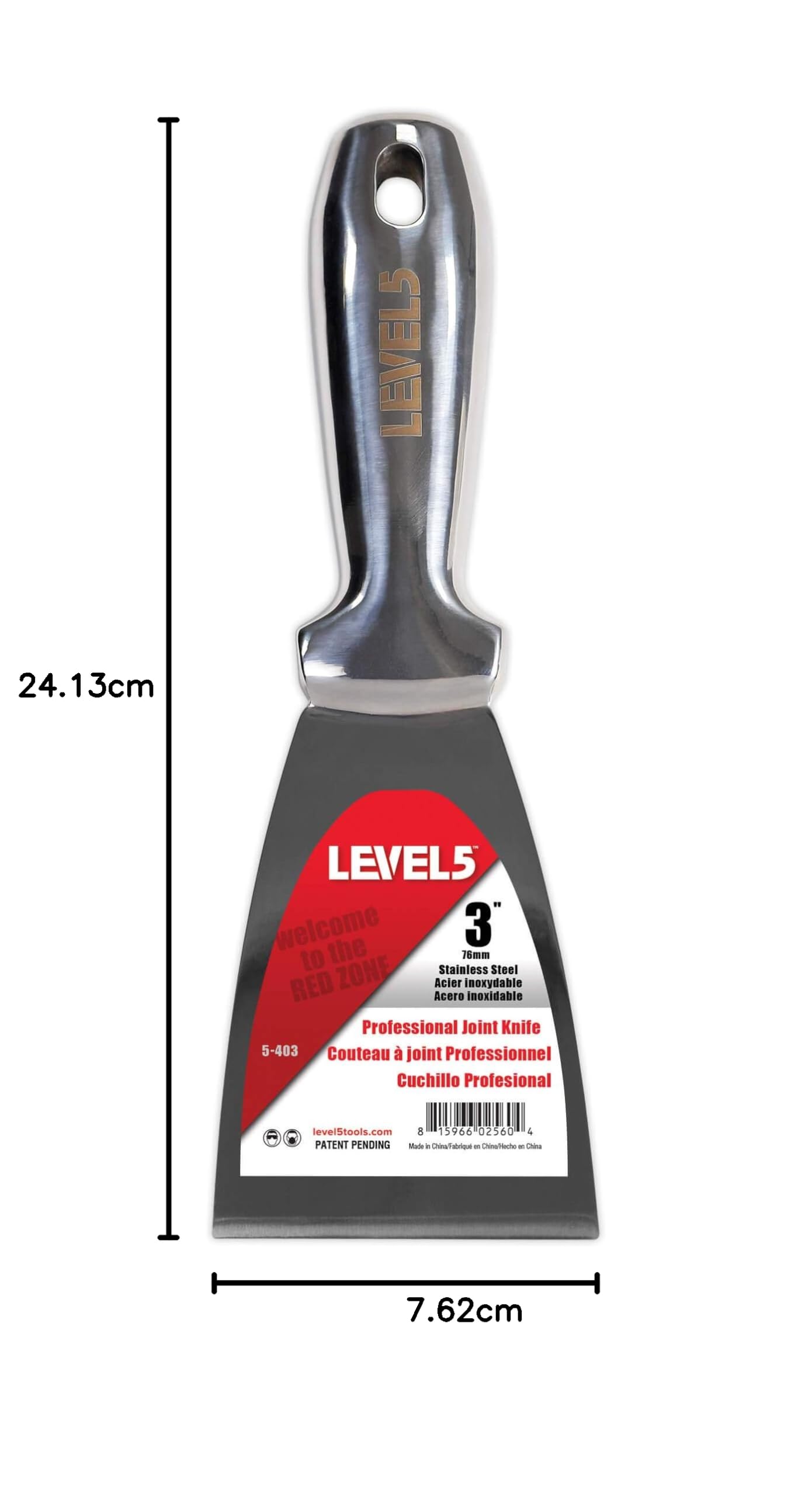 LEVEL5 Espátula de acero inoxidable profesional 3 pulgadas/76mm espátula de pintor drywall 5-403