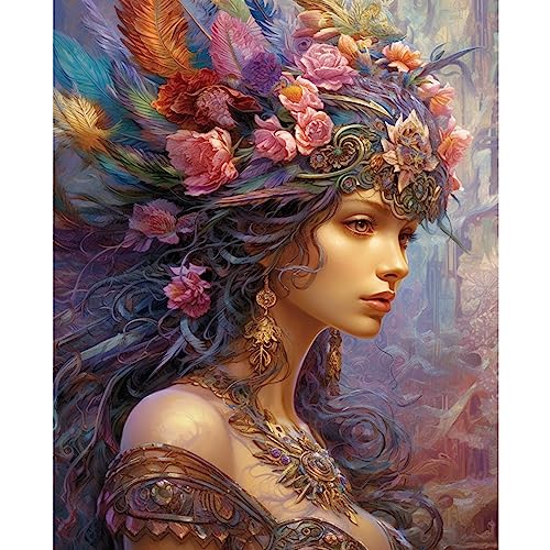 Tucocoo Flower Woman Paint by Number for Adults, DIY Digital Oil Painting Kits on Canvas with Brushes and Acrylic Pigment, Beautiful Fairy Girl Artwork for Home Wall Decor Gifts 16x20inch (Frameless)