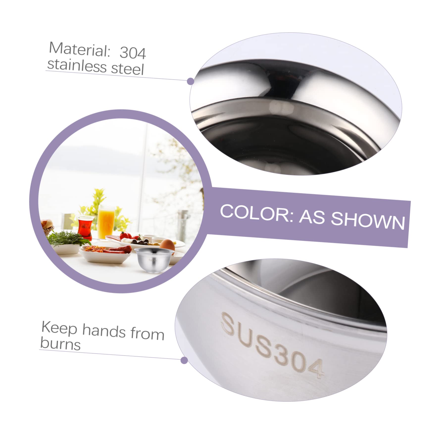 BESPORTBLE Insulated Stainless Steel Bowls and Feeding Bowls for Rice Soup Snacks for Home and Restaurant Use