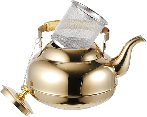 UPKOCH Tetera de acero inoxidable con colador extraíble, hervidor de agua de 2 L para uso doméstico y restaurante, tetera de metal para preparar