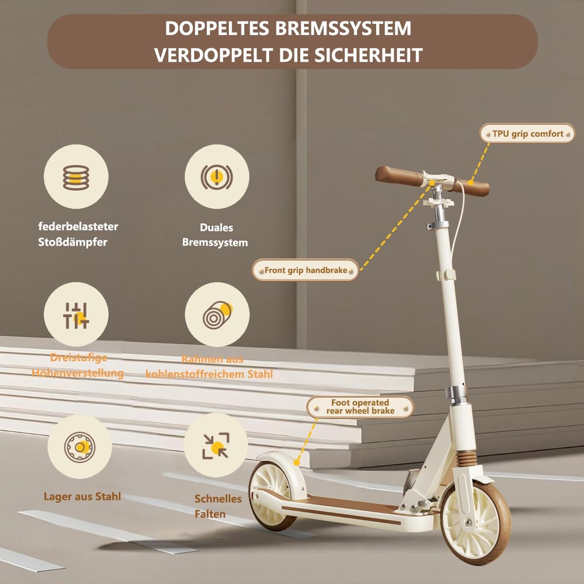 Trottinette pour Adultes, Trottinette pour Enfants, Pliage Rapide avec réduction du Bruit, Interrupteur muet, Trottinette pour Enfants à partir de 2 avec Double système(Black,90 * 37 * 104)
