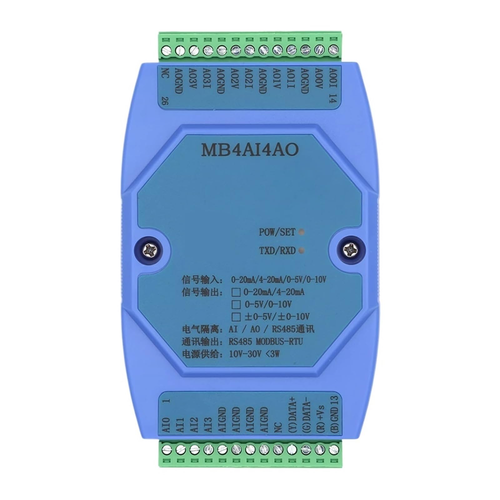 B9ZHAMT MB4AI4AO 0-20MA/4-20MA/0-5V/0-10V 4-channel Analog Input And Analog Output Acquisition Module RS485