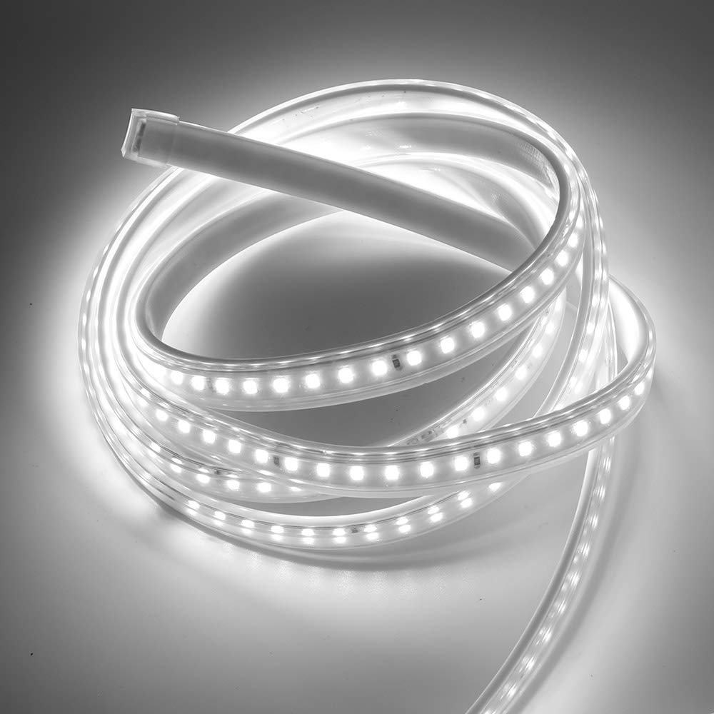 XUNATA 3m Actualizado 220V 2835 Tira LED con Interruptor, 120 LEDs/m Luces Blanco frio, IP67 Impermeable, Escalera de Techo Blancas Tira de LED Cocina Lights