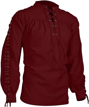 Mittelalter Leinenhemd Herren - Viking Renaissance Hemd Langarm
