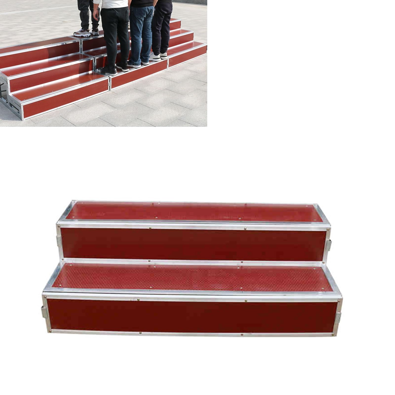 Plataforma escénica, tarimas corales de Alta Resistencia para actuaciones: Plataformas corales portátiles de 2 Niveles para aulas y conciertos, Banco con Plataforma para escaleras (Longitud: