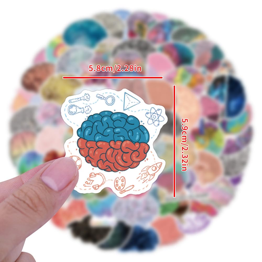 100Pcs Cerebrum Stickers Laptop Car Scrapbook Phone Skateboard Suitcase Luggage Bike Brain Stickers Vinyl Waterproof Aesthetic Personalised Stickers for Teens Boys Girls Adults - Image 4