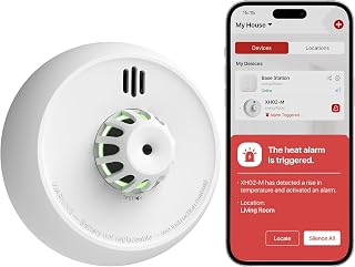 X-Sense XH02-M Smart Heat Alarm with 10-Year Battery | SBS50 Base Required | Fast Class A1 Fire Detection, WiFi App Alerts