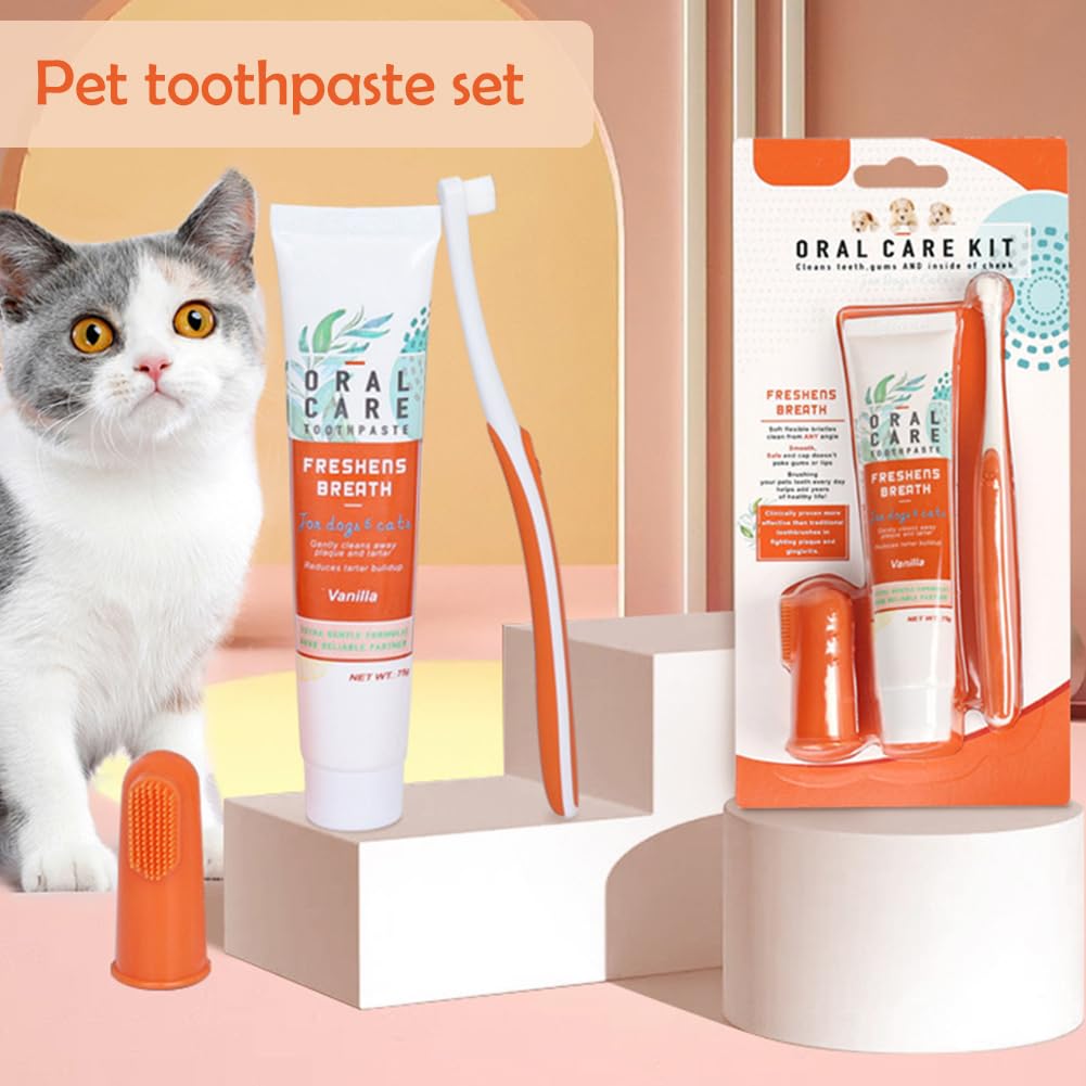 Pet Dental Care Set, Dog & Cat Toothbrush and Toothpaste, Finger Toothbrush, Teeth Cleaning Products - Image 3