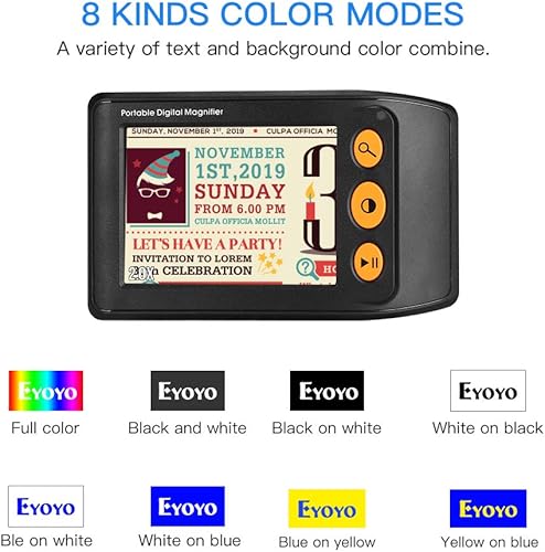 Miniatura 6 de Eyoyo Lupa de video digital portátil ayuda de lectura electrónica pantalla LCD de 3.5 pulgadas para baja visión 2x-25x zoom mango plegable
