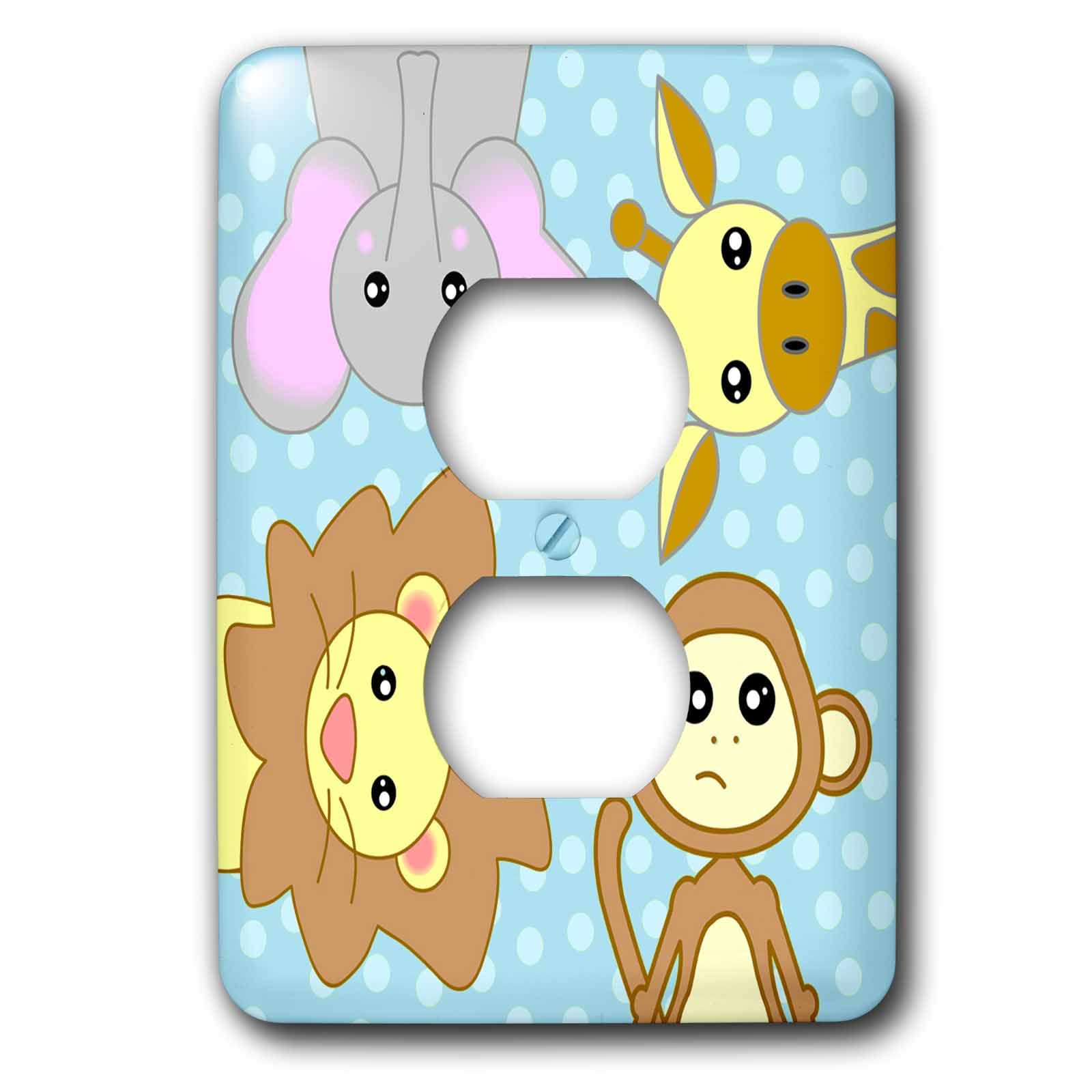 Décoration double prise éléphant lion pour univers enfant