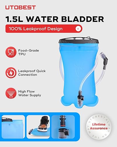 Miniatura 3 de Chaleco para correr, chaleco de hidratación de 5 litros, ligero, transpirable y resistente al sudor, chaleco de hidratación ajustable para correr,