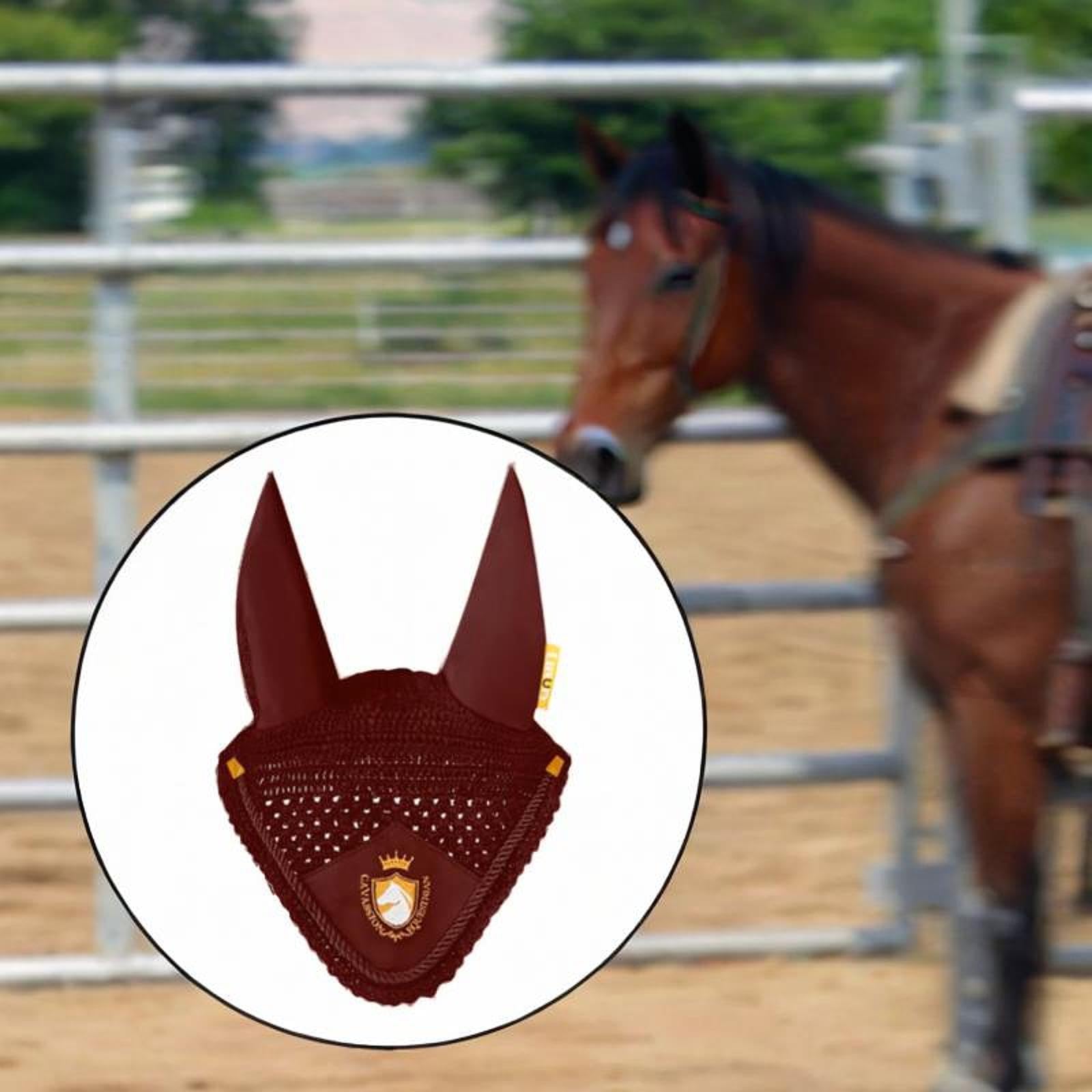 kowaku Bonnet Anti-Mouches pour Cheval, équipement équestre Pratique, Cagoule Confortable et Portable, Protège-Oreilles Doux