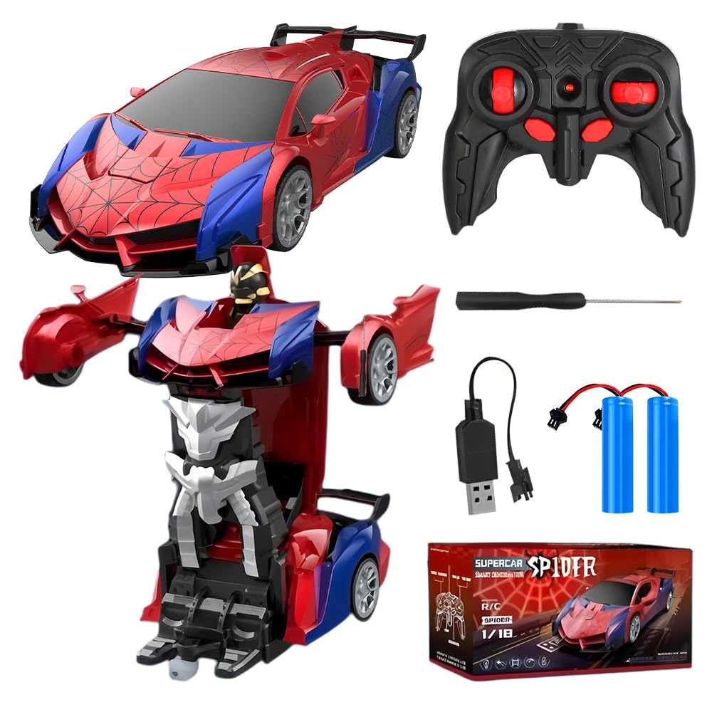 Agarte Spider Remote Control Cars, 2.4GHz 2 in1 Spider Car & Robots, One-Button Deformation