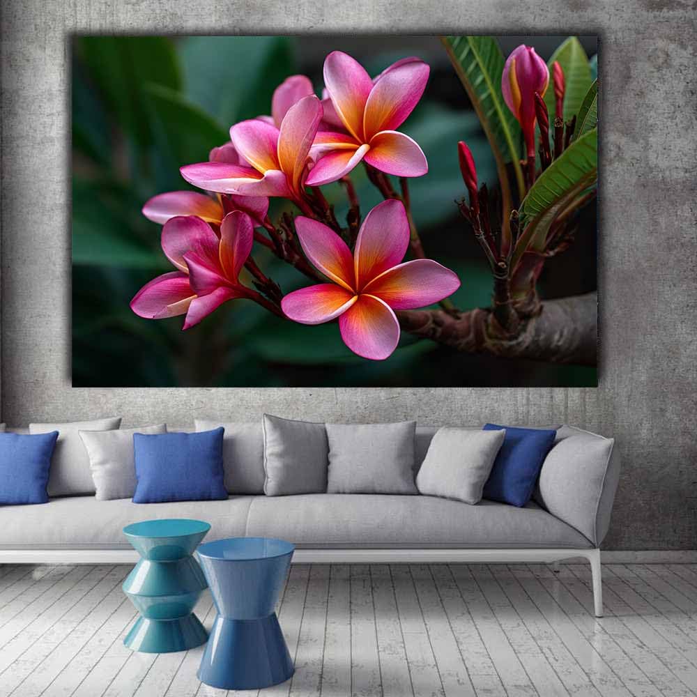WUFIEA Semplice arte botanica Stampe su Canvas Petali di polvere per Camera da Letto Agriturismo Soggiorno Bagno(Policrome in)-60x90cm Incorniciato