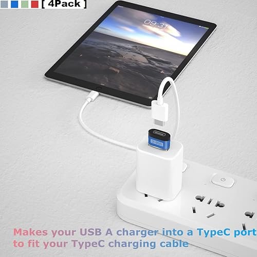 Miniatura 2 de sunshot Paquete de 4 adaptadores USB C hembra a USB macho, convertidor de cable de carga tipo A para Apple iWatch Watch Series 7 SE, iPhone 11 12 13