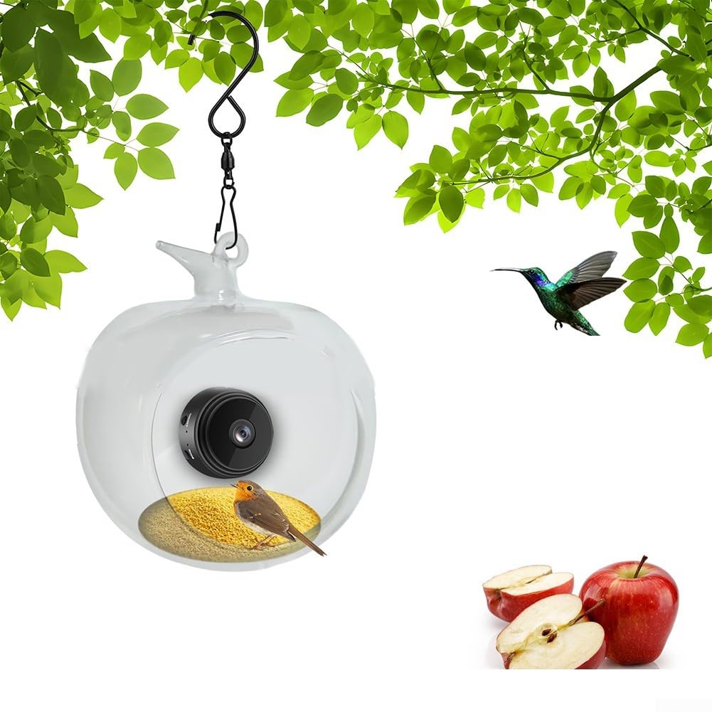 Comedero inteligente para pájaros con cámara, comederos inteligentes para pájaros para interiores y exteriores, con gran angular de 170 grados y cámara de video de visión nocturna para alféizar de