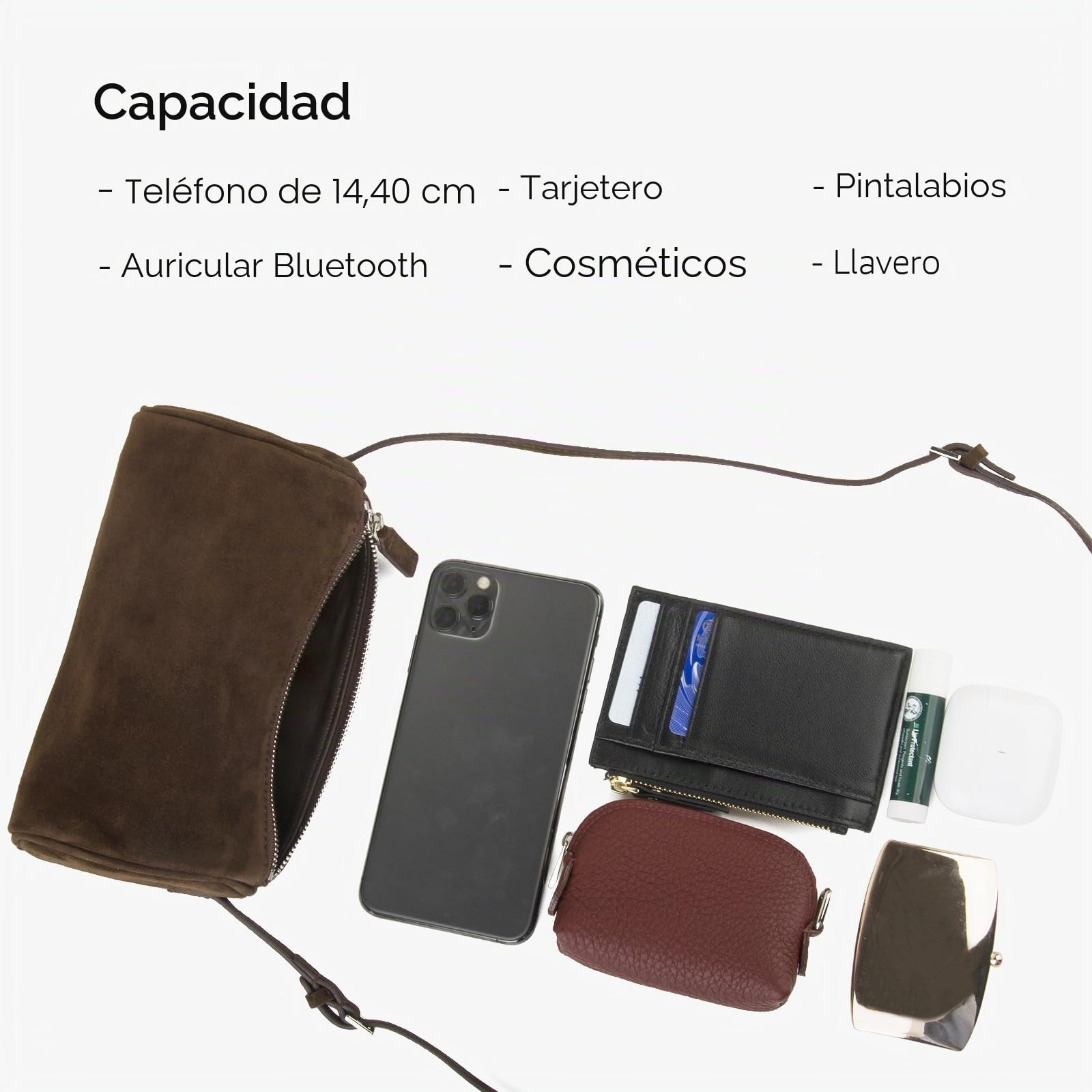 DONNAIN Bolso de Cuero de Las Mujeres, Bolso de Mujeres de Gamuza de Gama Alta, Bolso de Cuero Pequeño, Crossbody Bag, Hobo bag, Cinturón Ajustable