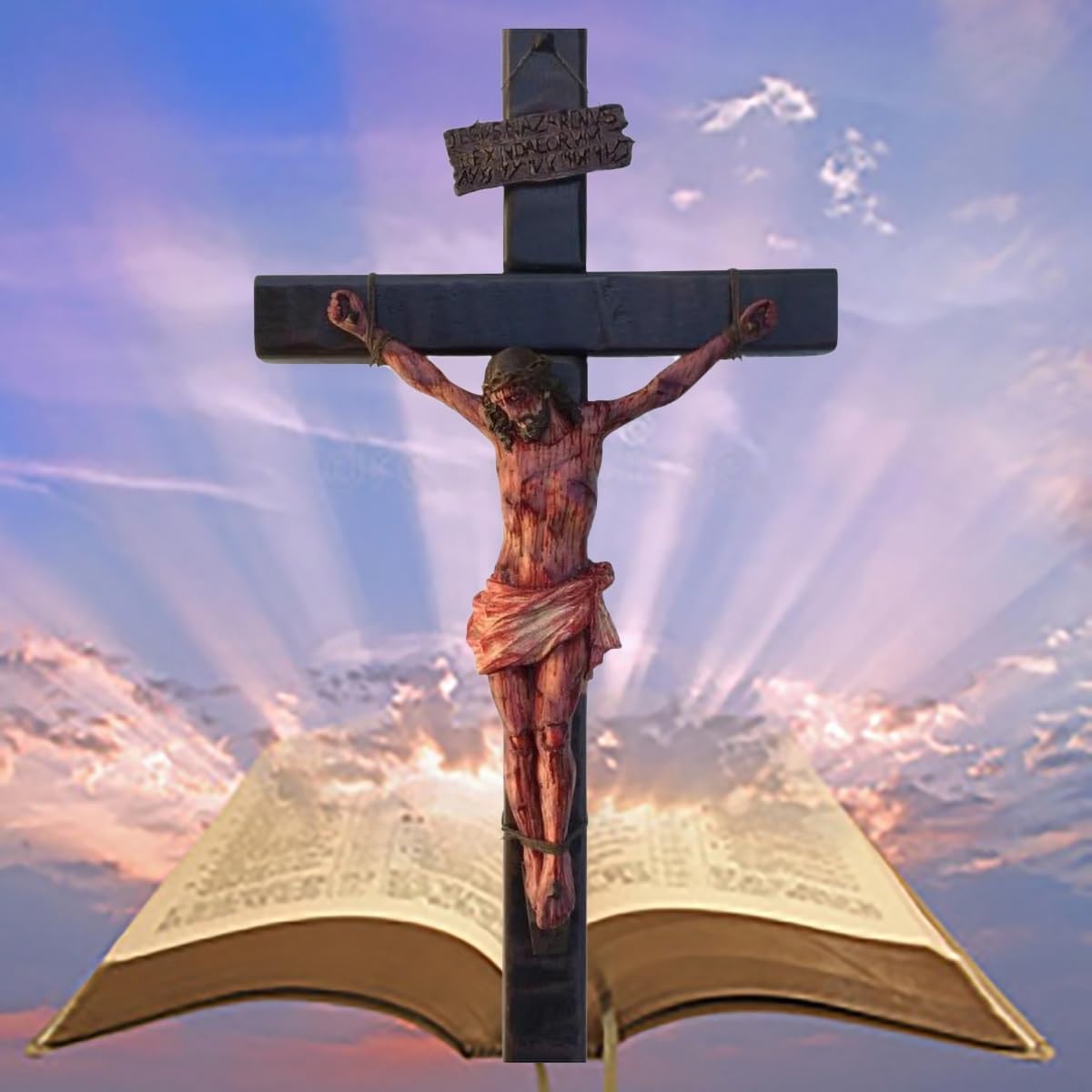 YUNAFAXIO 11.8 x 6.7-inch Jesus Statue Handmade Realistic Cross