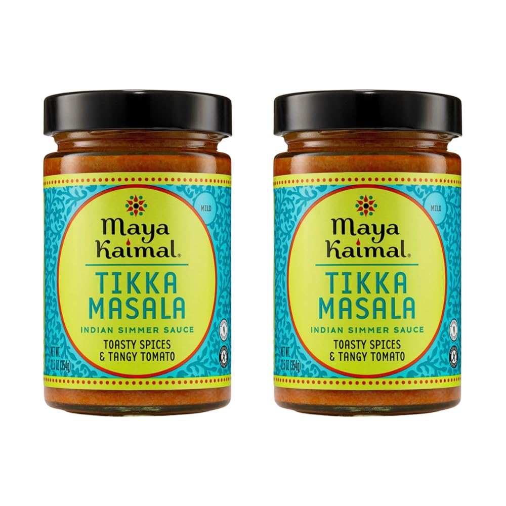 Maya Kaimal Tikka Masala Sauce, Mild Indian Simmer Sauce with Tomato and GaramMasala Spices. Vegetarian, Gluten Free (2 Pack, Tikka Masala)