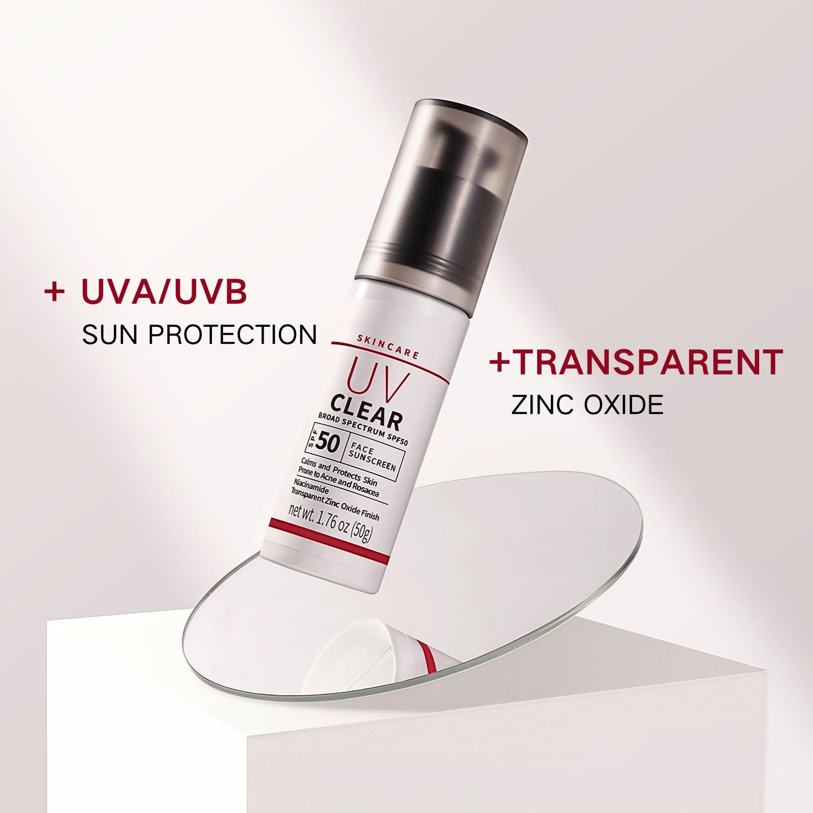 Mineral Sunscreen SPF 50 Face, Zinc Oxide Sunscreen for Acne Prone Skin Sensitive Skin Soothing Sun Cream SPF 50 - Image 4