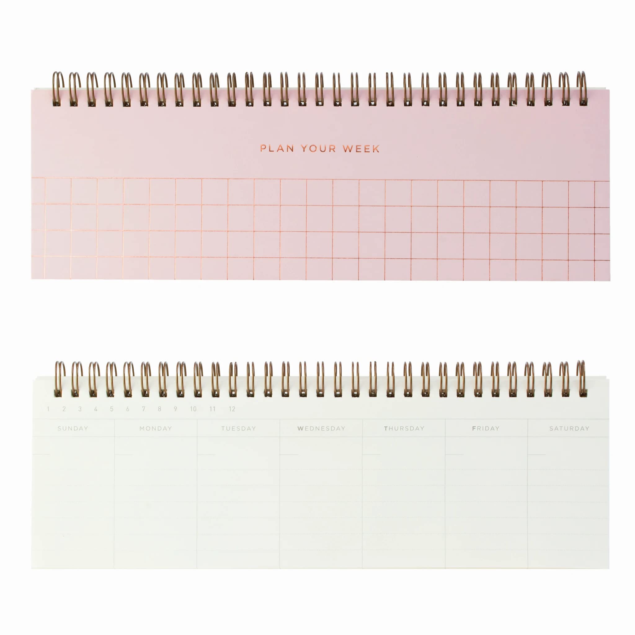 Agenda semanal de escritorio para programación y planificación simple, 78 hojas semanales sin fecha, 11 x 3.5 pulgadas, rosa coral