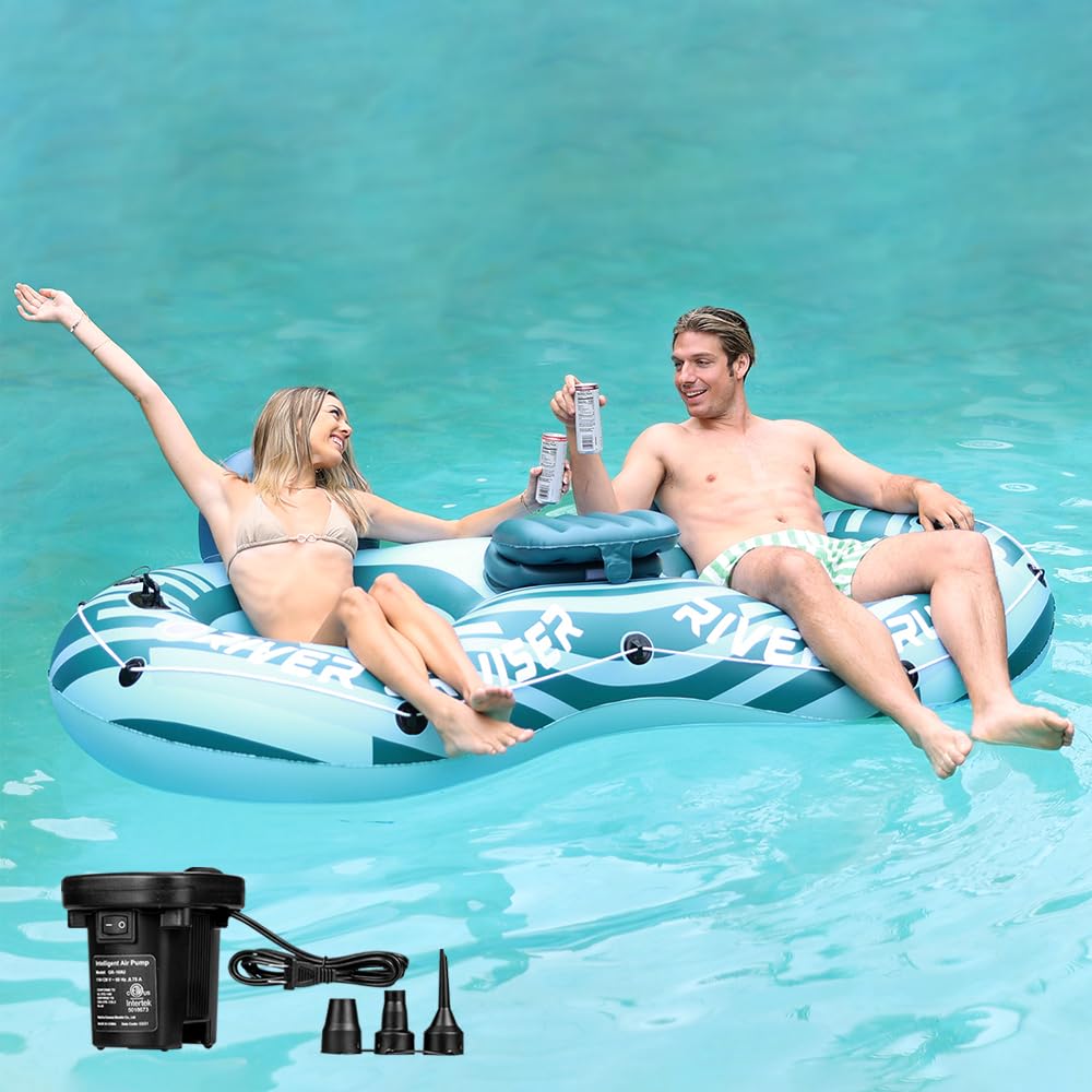 Sunrio2025 New & Upgrade 2 Person Double River Tubes and Sunrio Air Pump