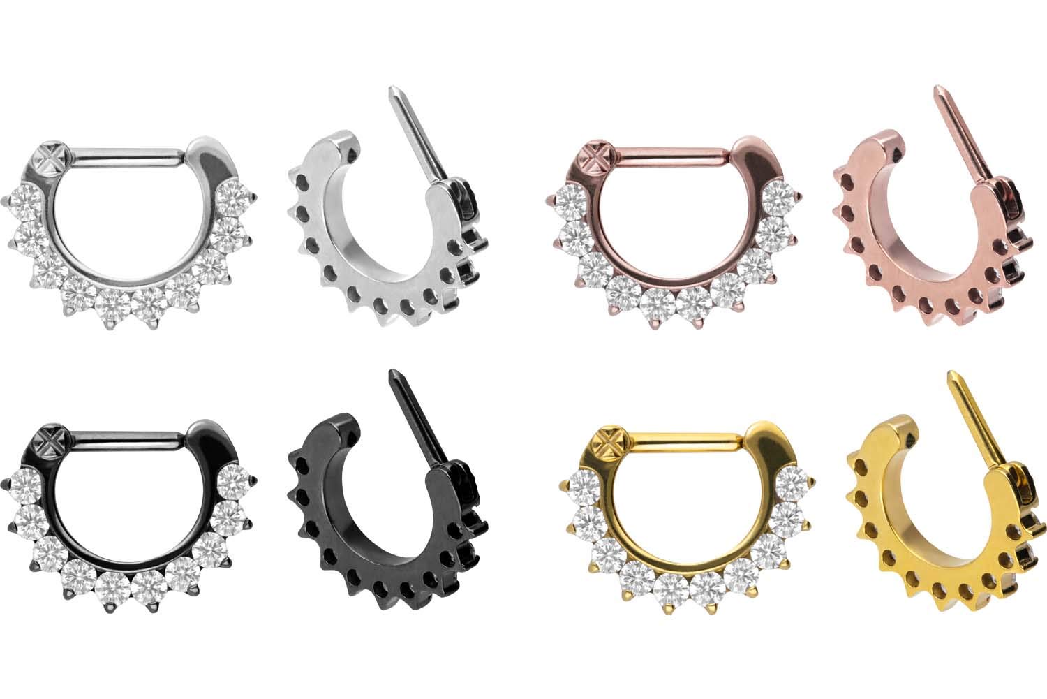 PIERCINGLINE Titan Clicker | 10 KRISTALLE | Piercing Ring Nase Septum Ohr Helix Tragus | Farbauswahl