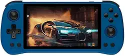 Console Portátil de Jogos X55 , Tela IPS 5.5 Polegadas, CPU RK3566, Sistema Linux, 3000+ Jogos, Wi-Fi, Bluetooth, MicroSD 64GB, Saída HDMI, (Cor Azul) PowKiddy