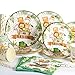 Yidaxing Jungle Animals Party Vajilla, Suministros para Fiestas de Cumpleaños, Vajilla de Cartón de Animales Platos, Vasos y Servilletas para Cumpleaños de Niños (24 Invitados)